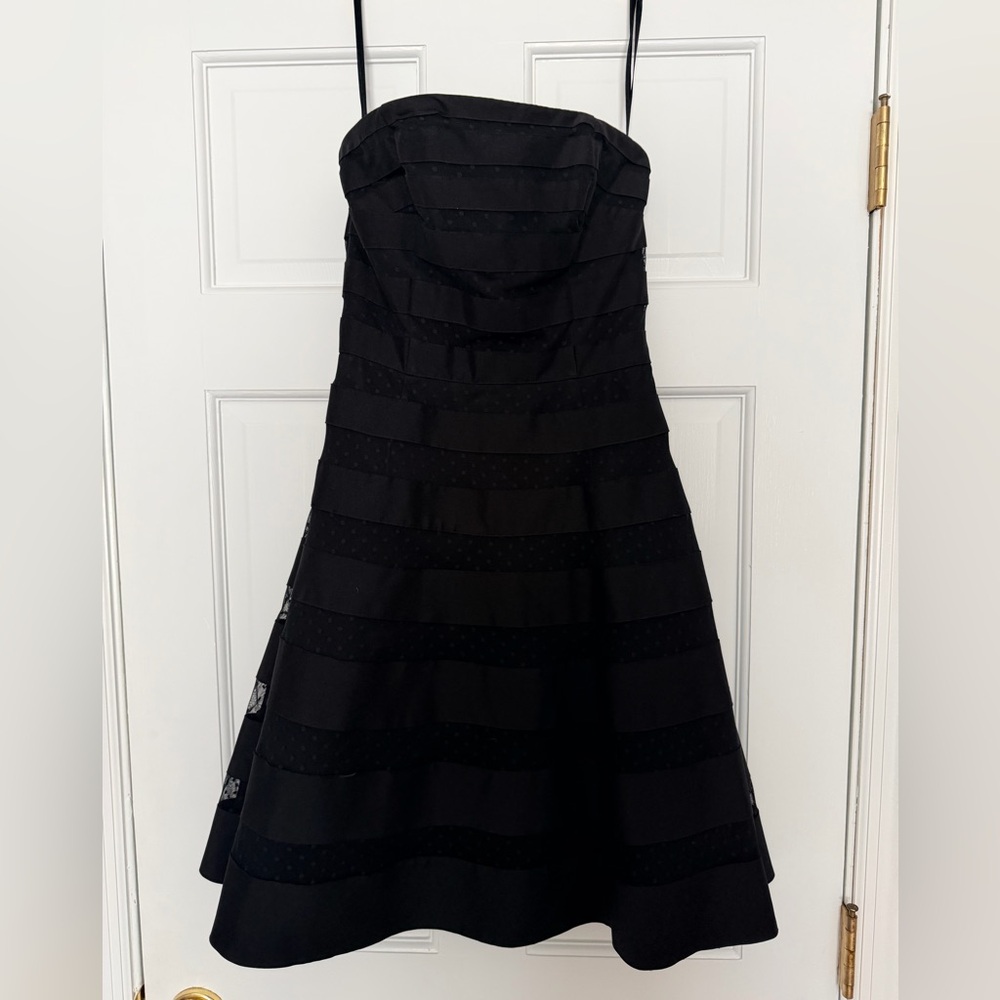 White House Black Market Strapless Black Dress.  Layered.  Size 0.  Lined.